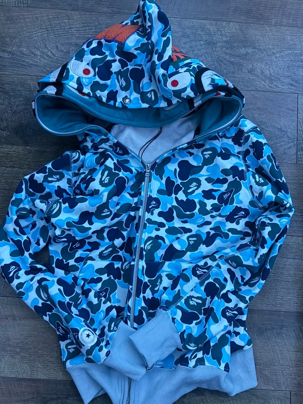 Bape Blue Camouflage Zip-Up Hoodie
